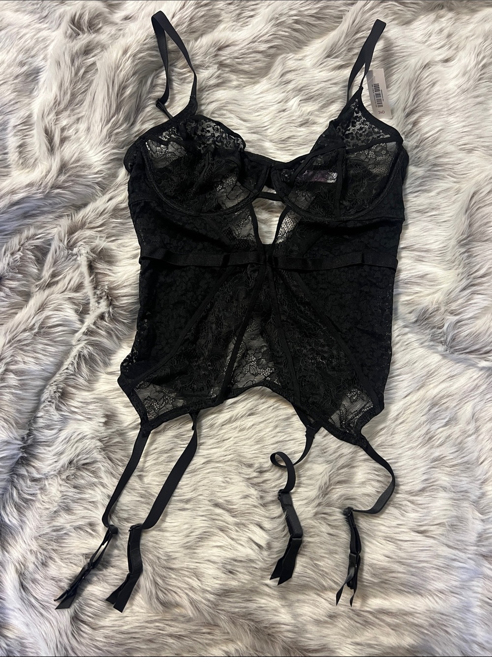Adore ME Black Lace Bustier Corset with Garter Straps